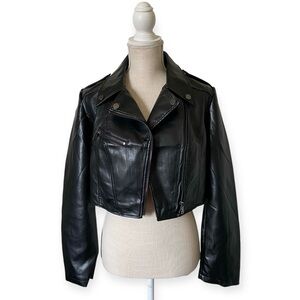 NWOT Guess Rochelle Faux-Leather Moto Jacket Black Size M
